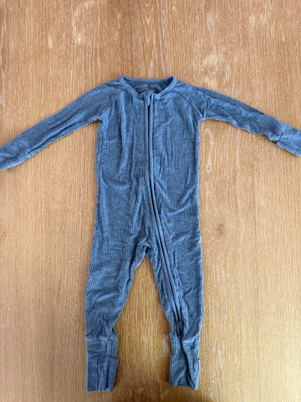 Little Sleepies Heather Dusty Indigo Ribbed Zippy Size 6-12 months